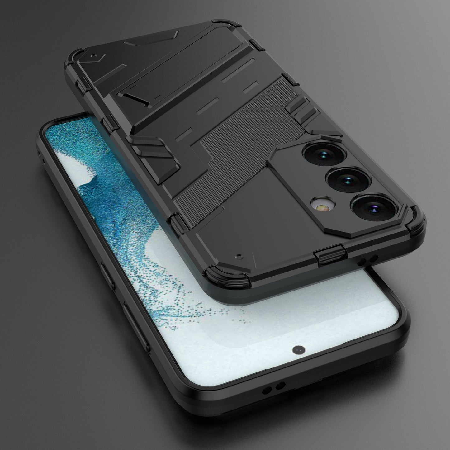 For Samsung Galaxy S24 Case PC+TPU Kickstand Phone Cover - Black