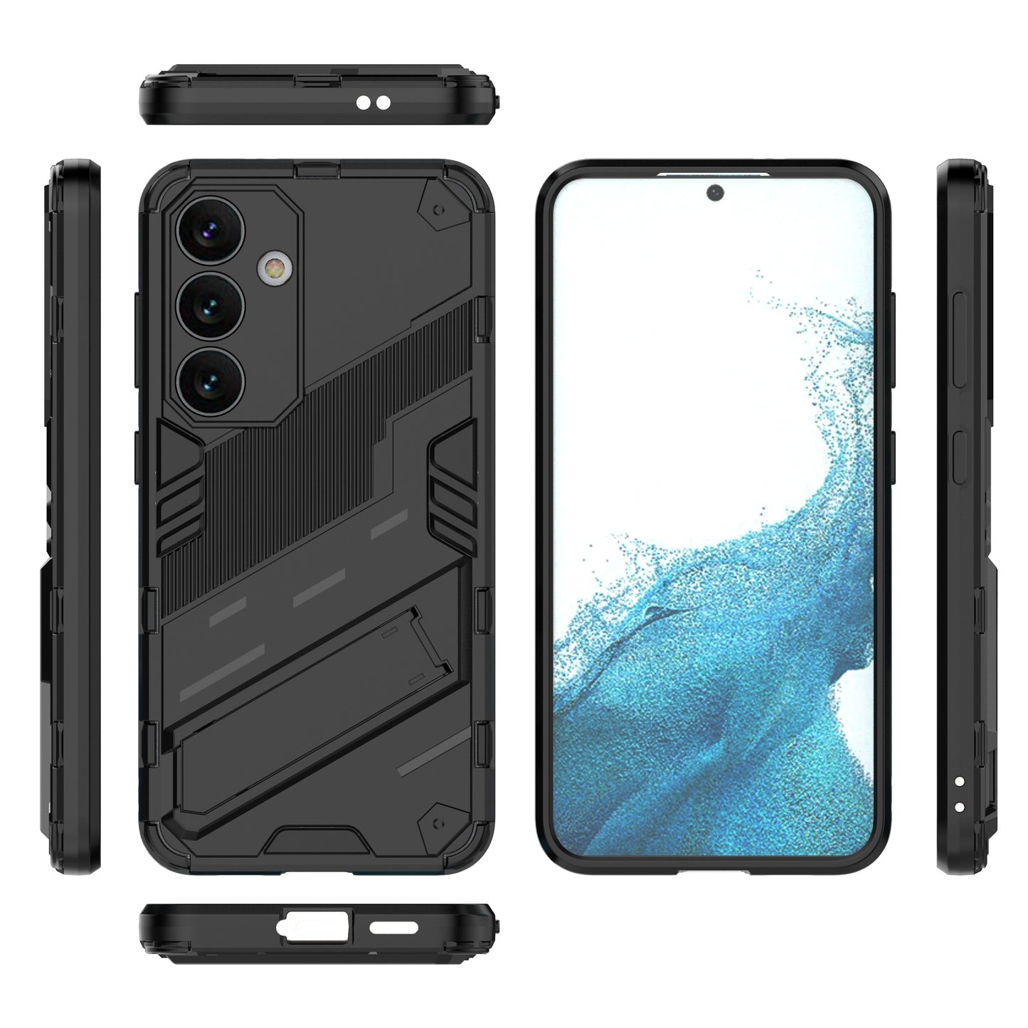 For Samsung Galaxy S24 Case PC+TPU Kickstand Phone Cover - Black