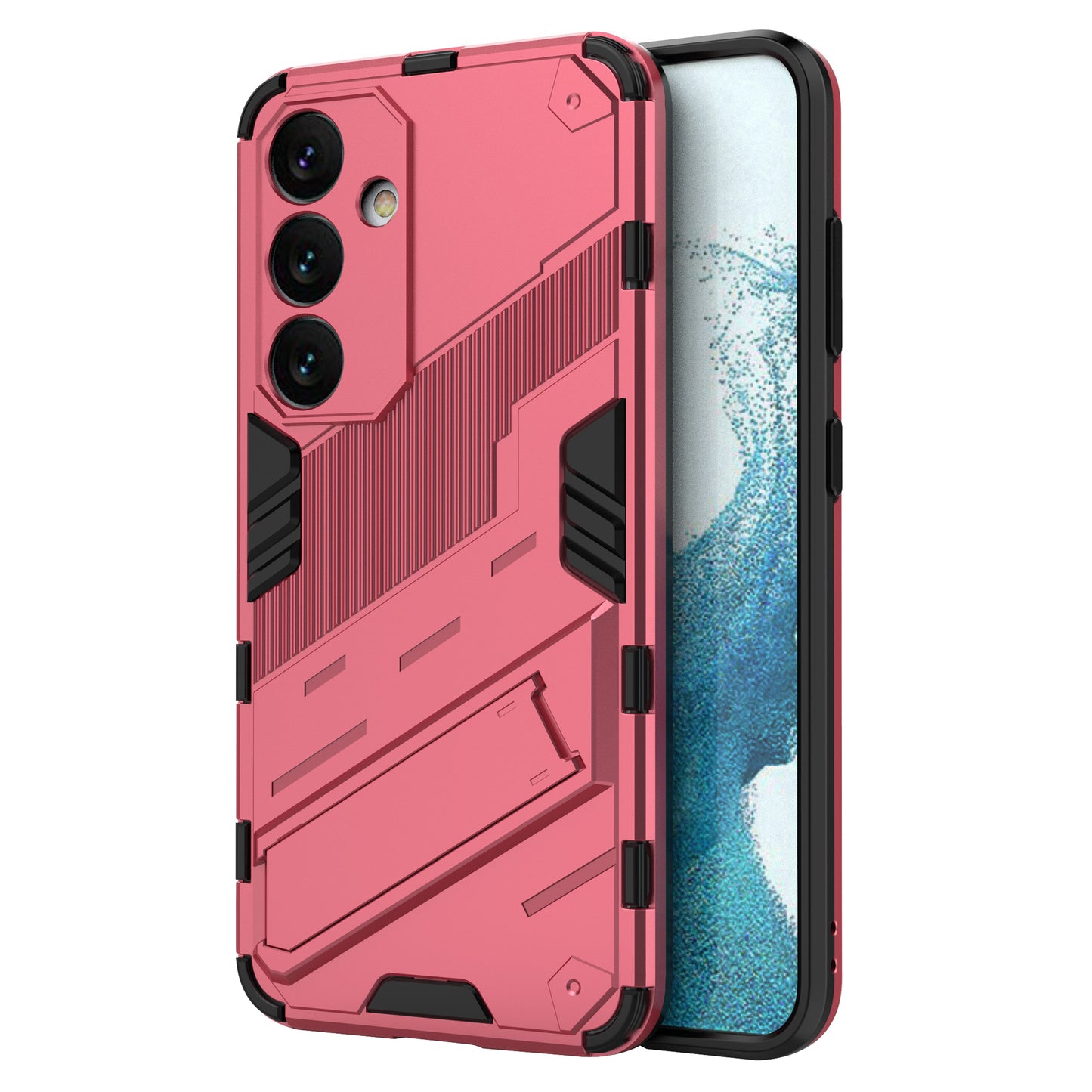 For Samsung Galaxy S24 Case PC+TPU Kickstand Phone Cover - Rose