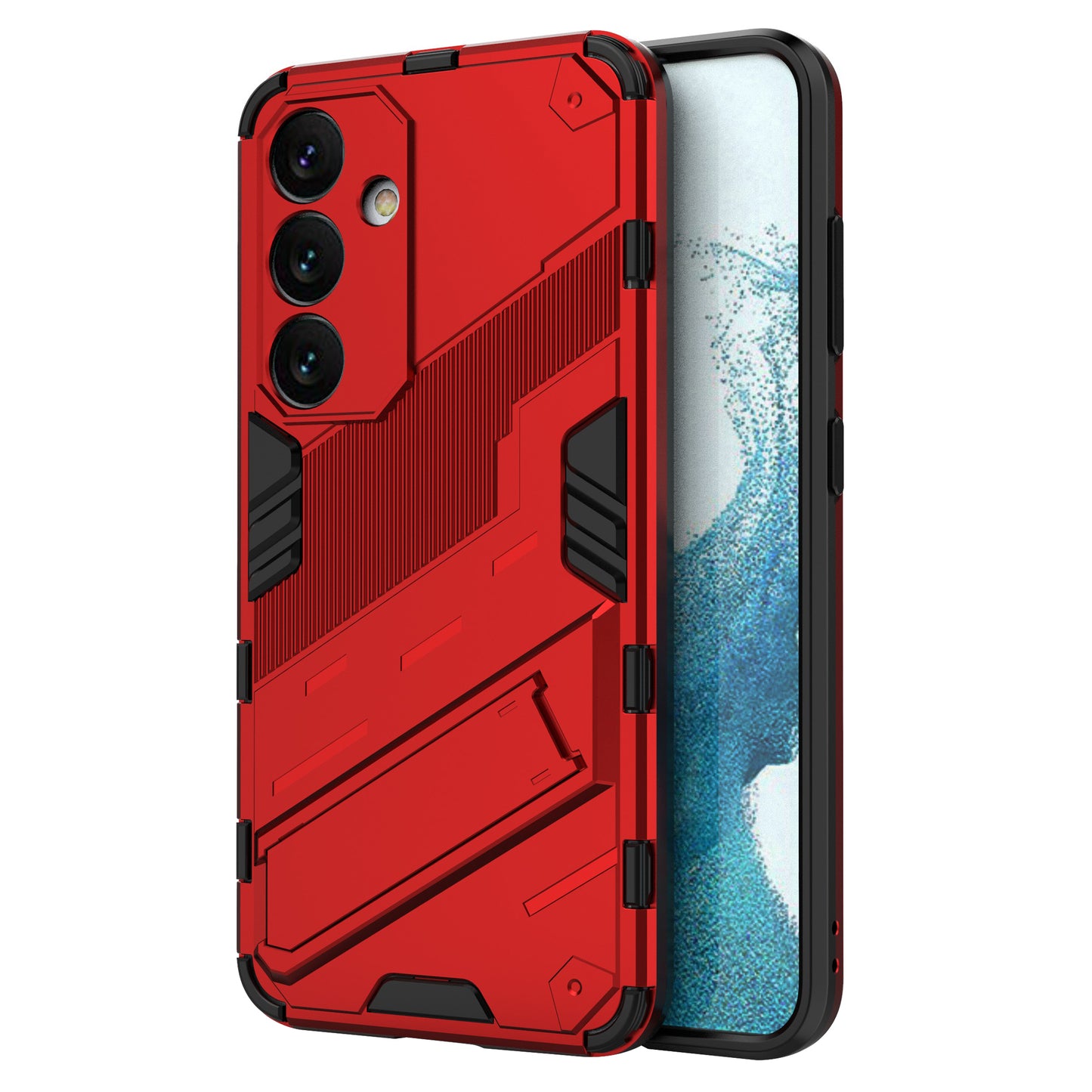 For Samsung Galaxy S24 Case PC+TPU Kickstand Phone Cover - Red