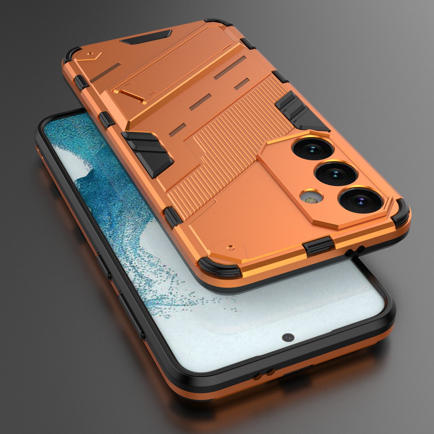 For Samsung Galaxy S24 Case PC+TPU Kickstand Phone Cover - Orange
