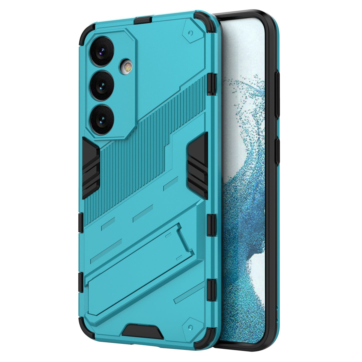 For Samsung Galaxy S24 Case PC+TPU Kickstand Phone Cover - Baby Blue