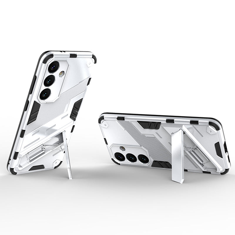 For Samsung Galaxy S24 Case PC+TPU Kickstand Phone Cover - White