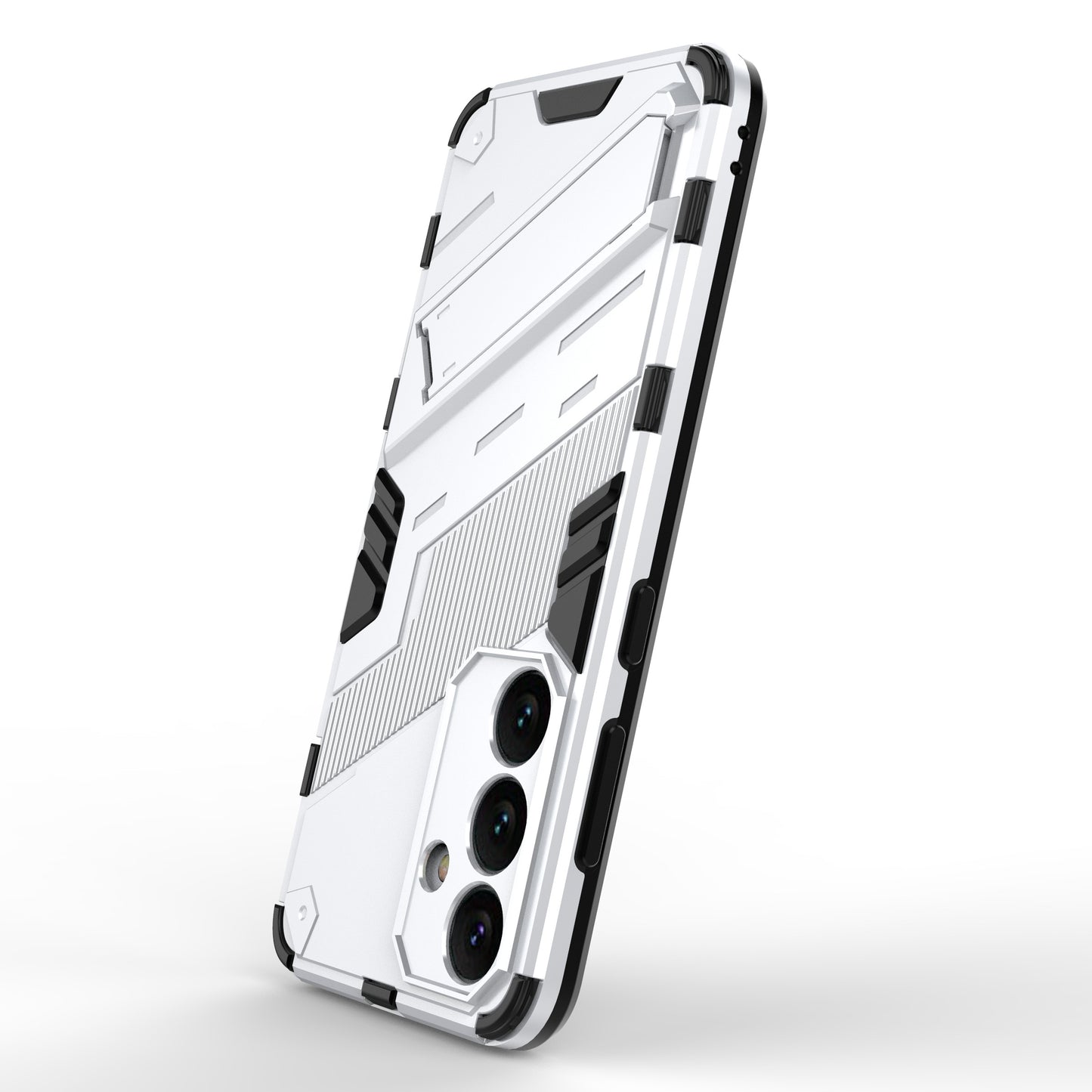 For Samsung Galaxy S24 Case PC+TPU Kickstand Phone Cover - White