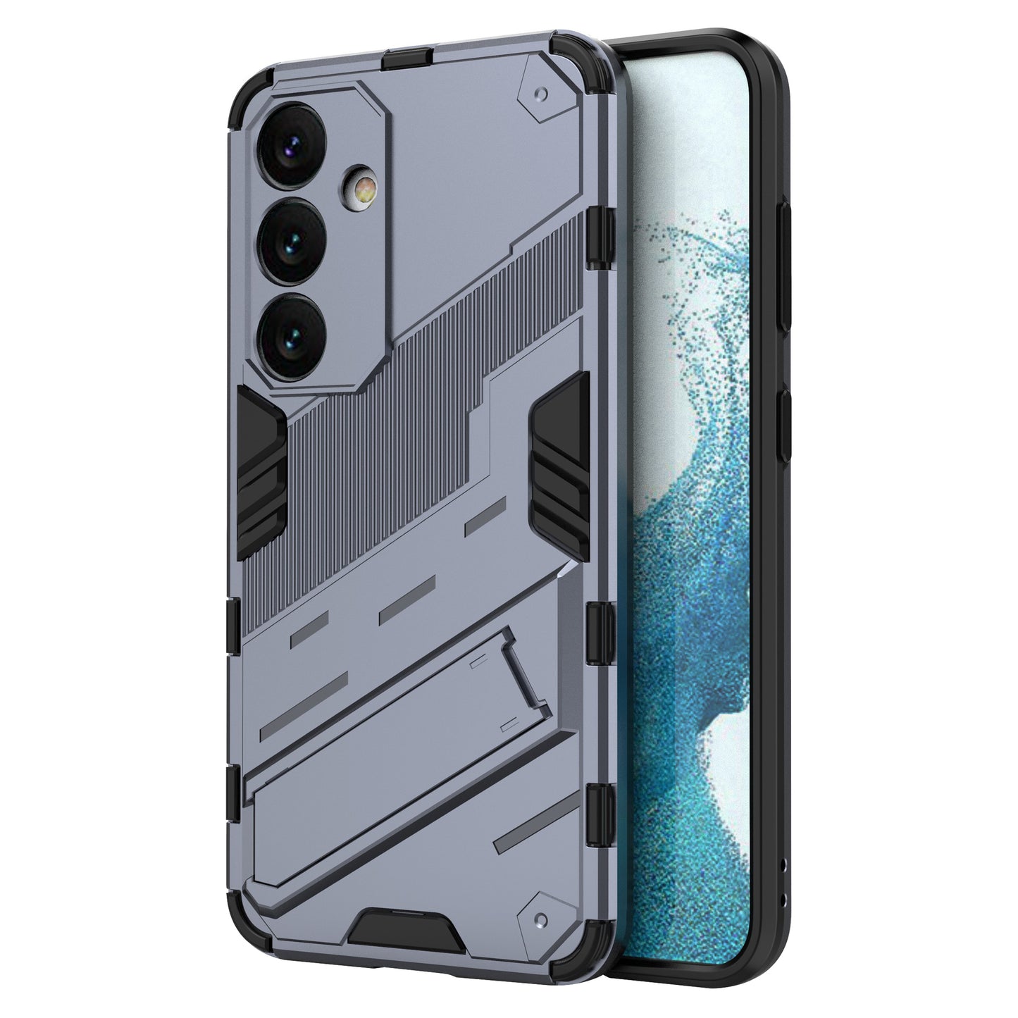 For Samsung Galaxy S24 Case PC+TPU Kickstand Phone Cover - Dark Blue
