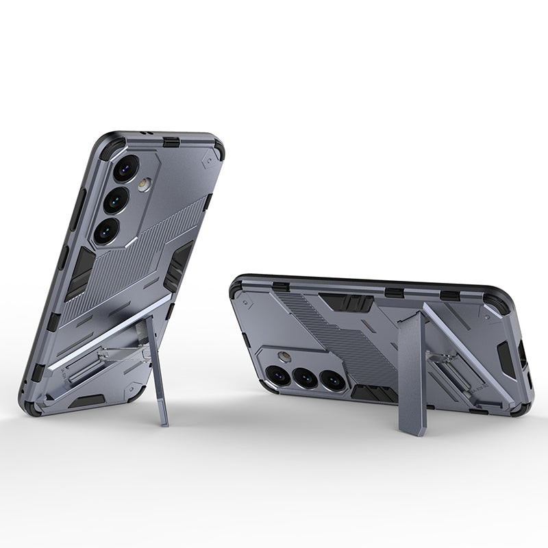 For Samsung Galaxy S24 Case PC+TPU Kickstand Phone Cover - Dark Blue