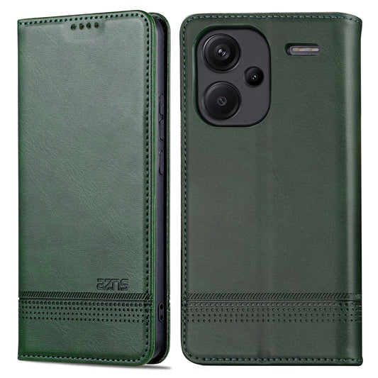 AZNS For Xiaomi Redmi Note 13 Pro+ 5G Case Cowhide Texture Leather Wallet Cover - Green