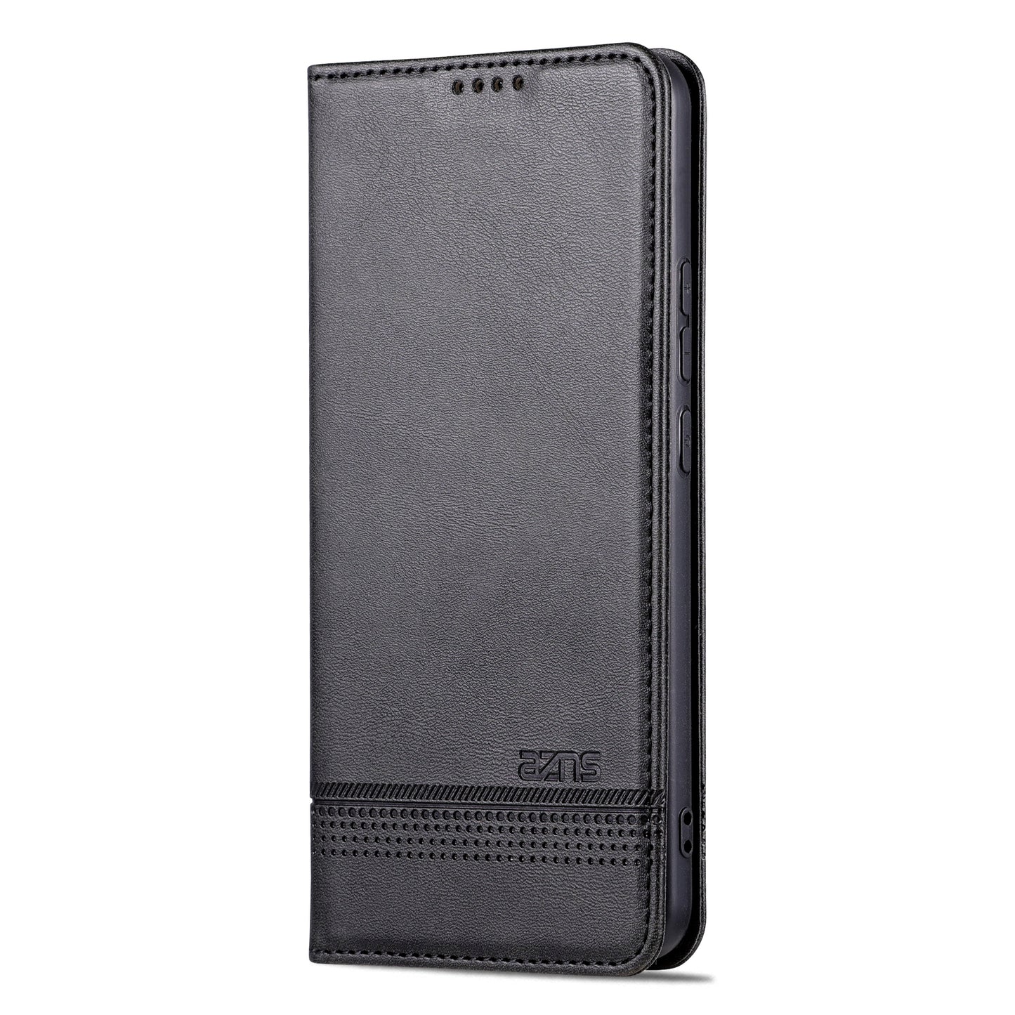 AZNS For Xiaomi Redmi Note 13 Pro+ 5G Case Cowhide Texture Leather Wallet Cover - Black