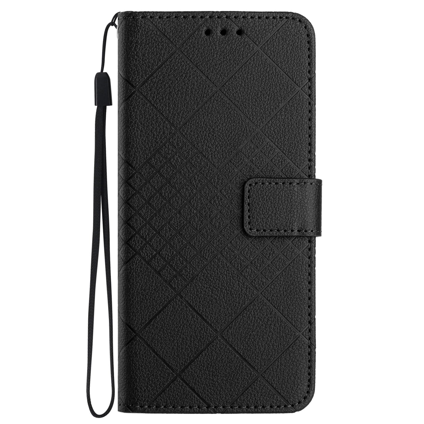 HT06 For Samsung Galaxy S24+ Leather Case Litchi Texture Wallet Phone Cover - Black