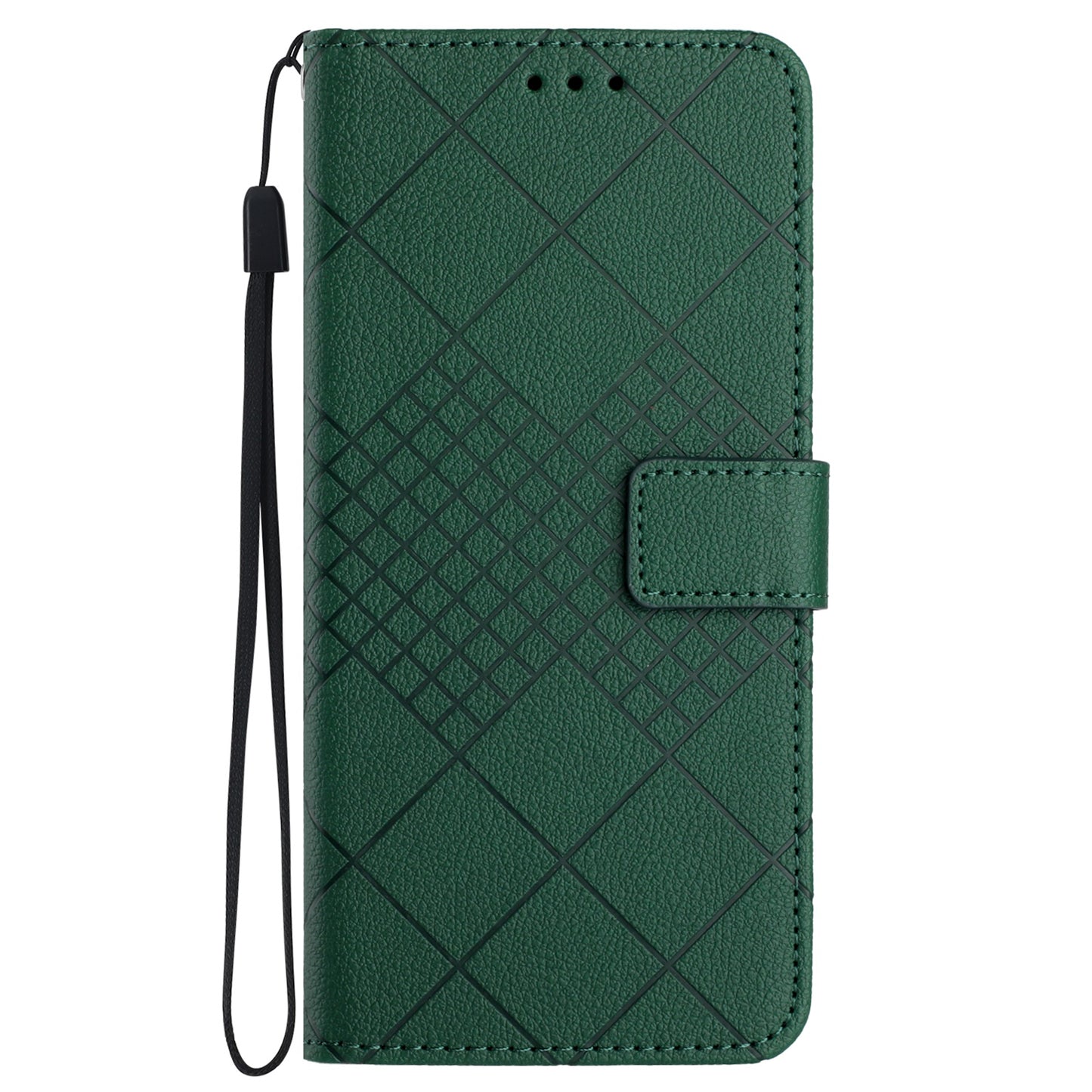 HT06 For Samsung Galaxy S24 Case Litchi Texture Stand Phone Wallet Cover - Green