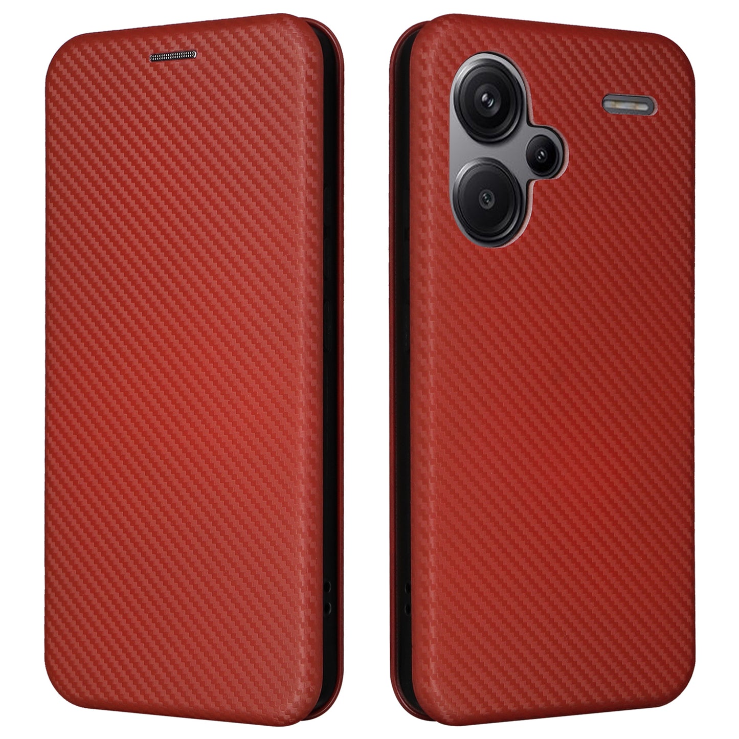 For Xiaomi Redmi Note 13 Pro+ 5G Case Stand Phone Leather Cover with Card Holder - Brown