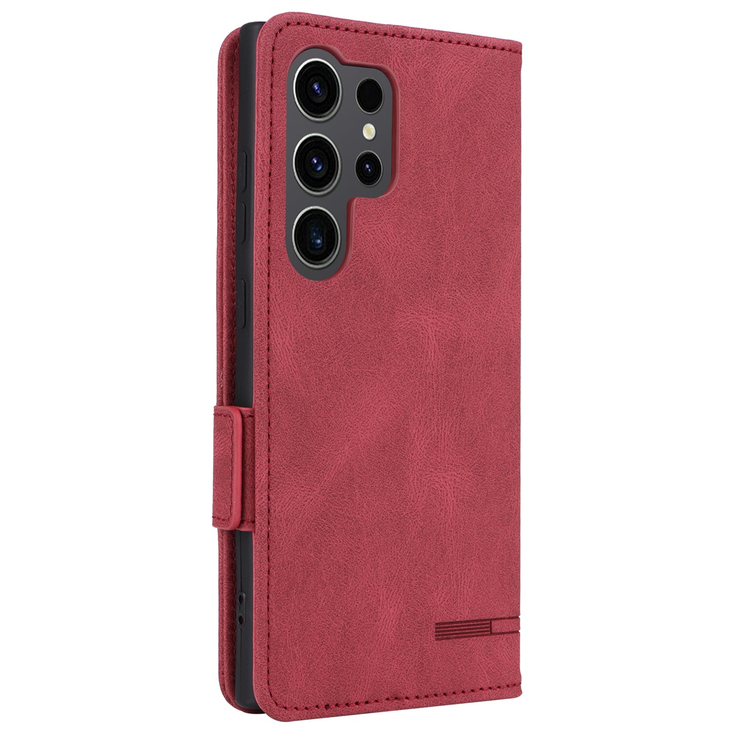 For Samsung Galaxy S24 Ultra Case Hardware Decor Anti-scratch PU Leather Phone Cover - Rose
