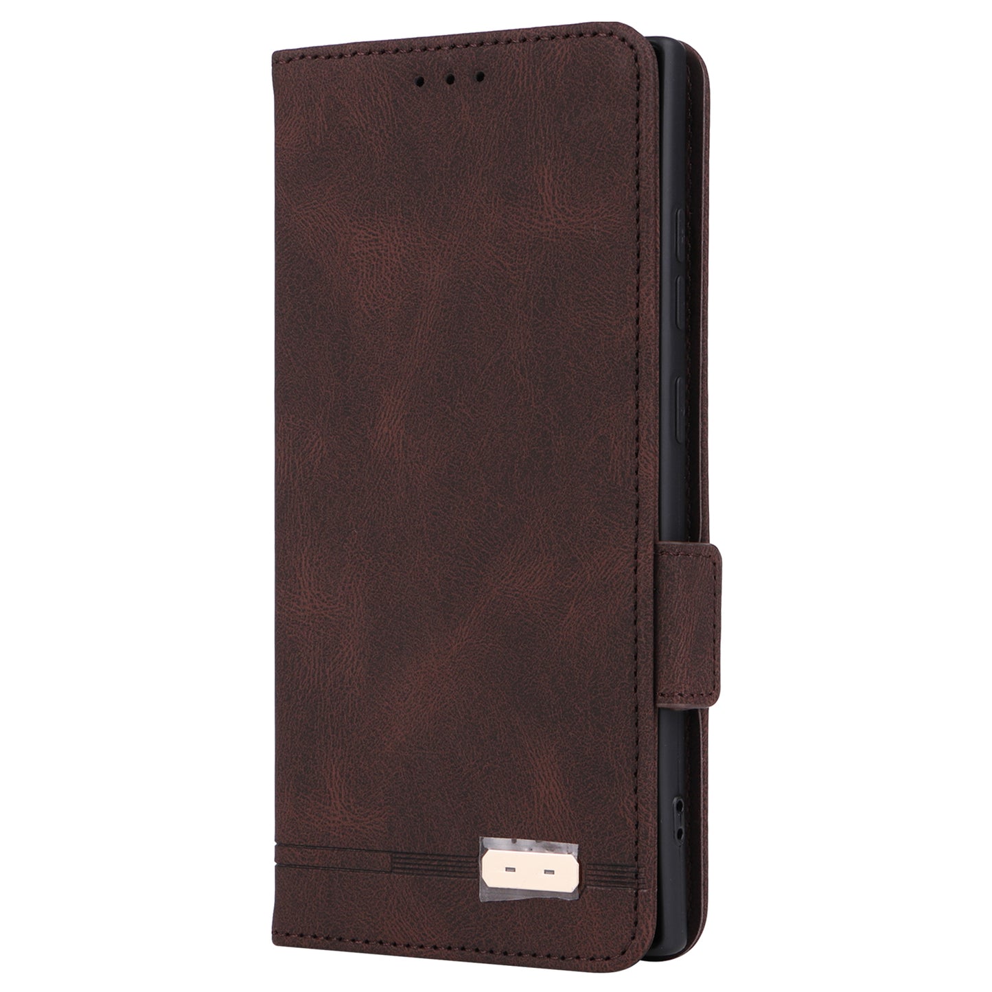 For Samsung Galaxy S24 Ultra Case Hardware Decor Anti-scratch PU Leather Phone Cover - Coffee