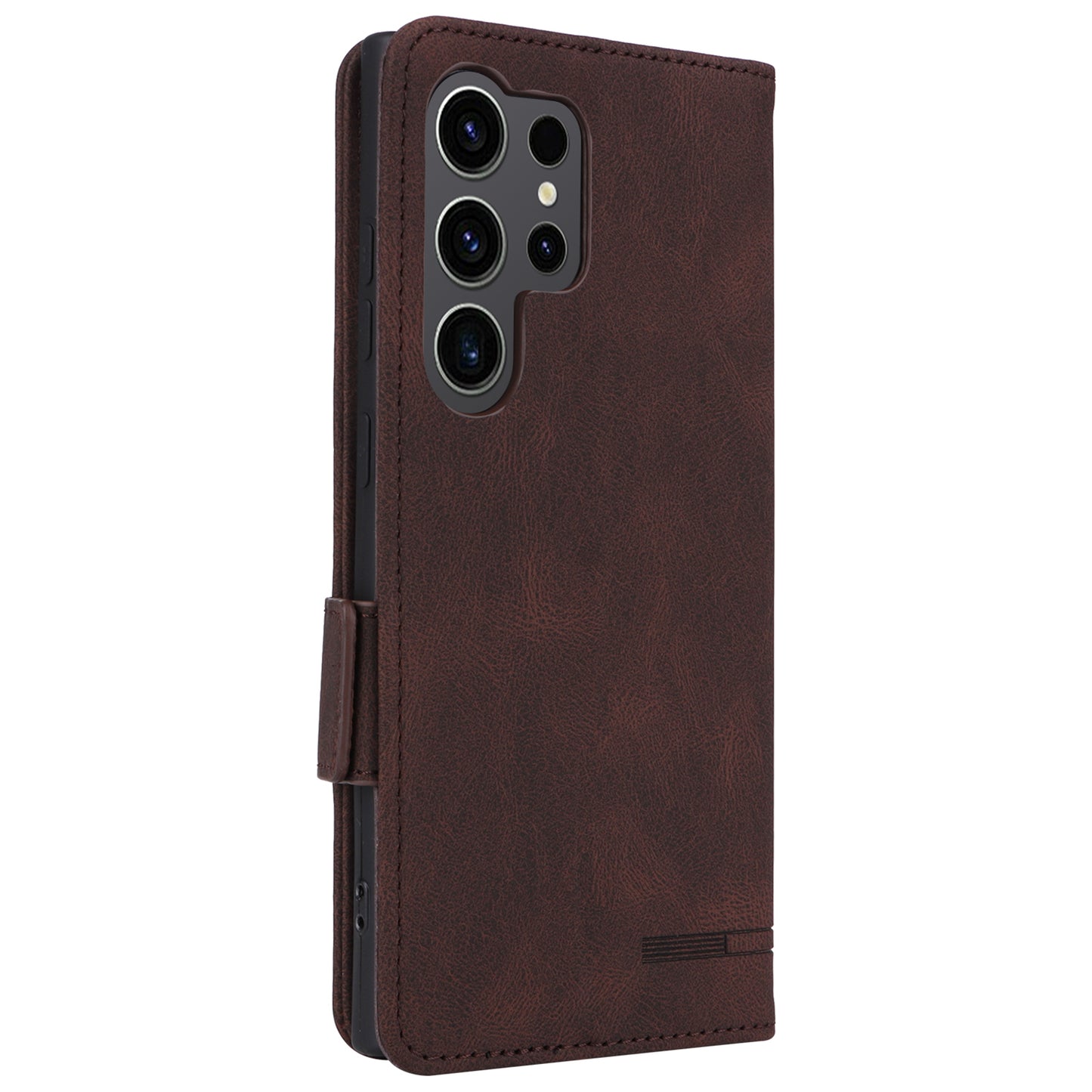 For Samsung Galaxy S24 Ultra Case Hardware Decor Anti-scratch PU Leather Phone Cover - Coffee