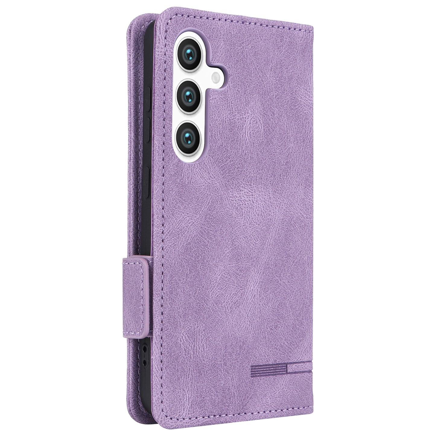For Samsung Galaxy S24+ Case Wallet Hardware Decor Leather Smart Phone Cover - Purple