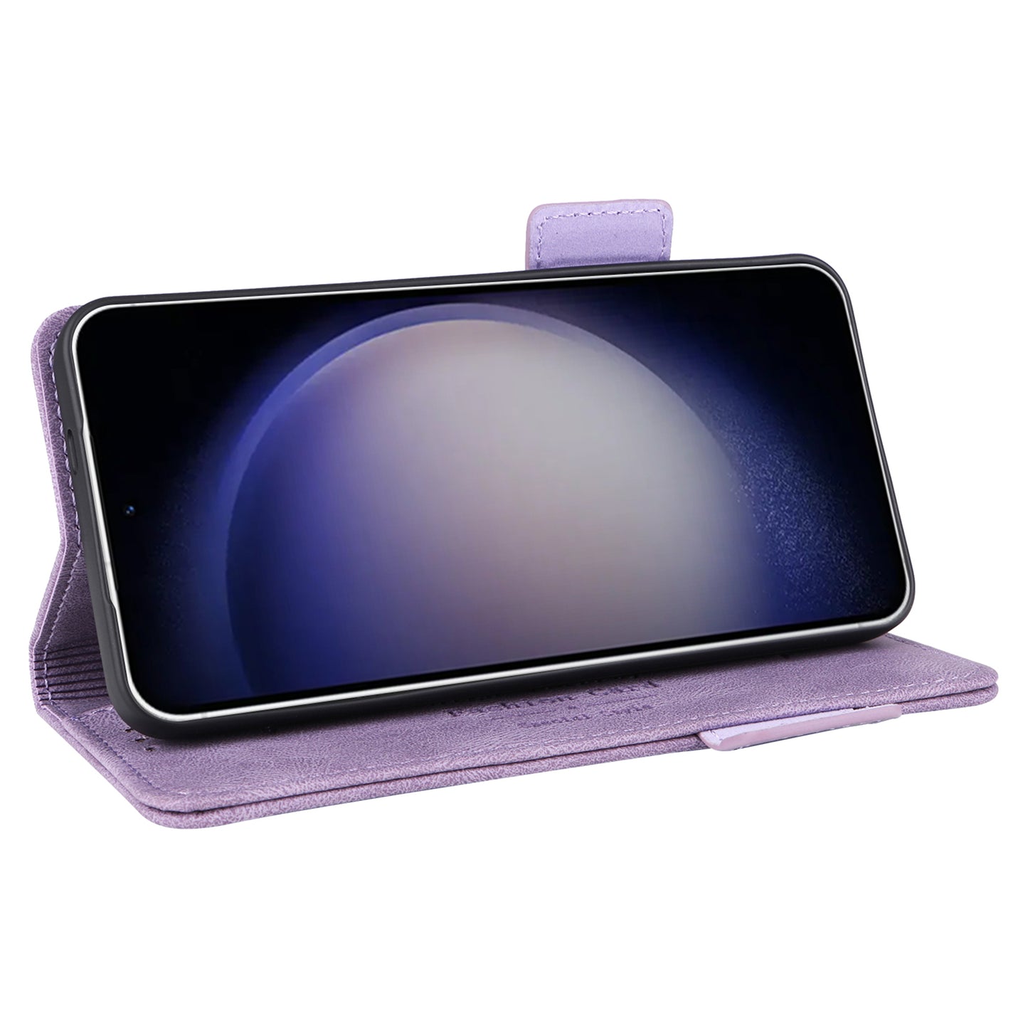 For Samsung Galaxy S24 Case PU Leather Wallet Stand Hardware Decor Phone Protector - Purple