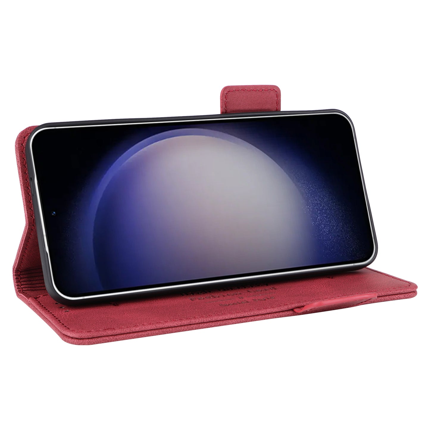 For Samsung Galaxy S24 Case PU Leather Wallet Stand Hardware Decor Phone Protector - Rose