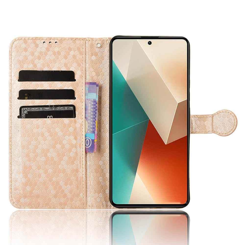 For Xiaomi Redmi Note 13 5G / 13 5G (China) Case Anti-scratch PU Leather Imprinted Wallet Cell Phone Protector - Rose Gold