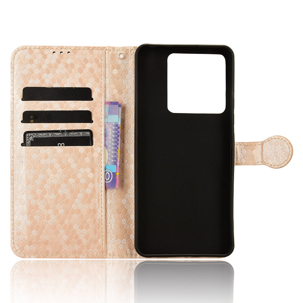 For Xiaomi Redmi Note 13 5G / 13 5G (China) Case Anti-scratch PU Leather Imprinted Wallet Cell Phone Protector - Rose Gold