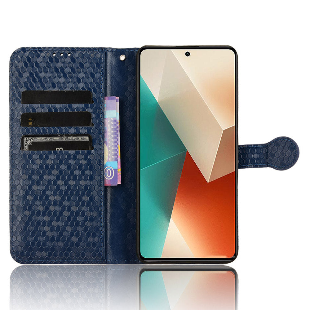 For Xiaomi Redmi Note 13 5G / 13 5G (China) Case Anti-scratch PU Leather Imprinted Wallet Cell Phone Protector - Dark Blue