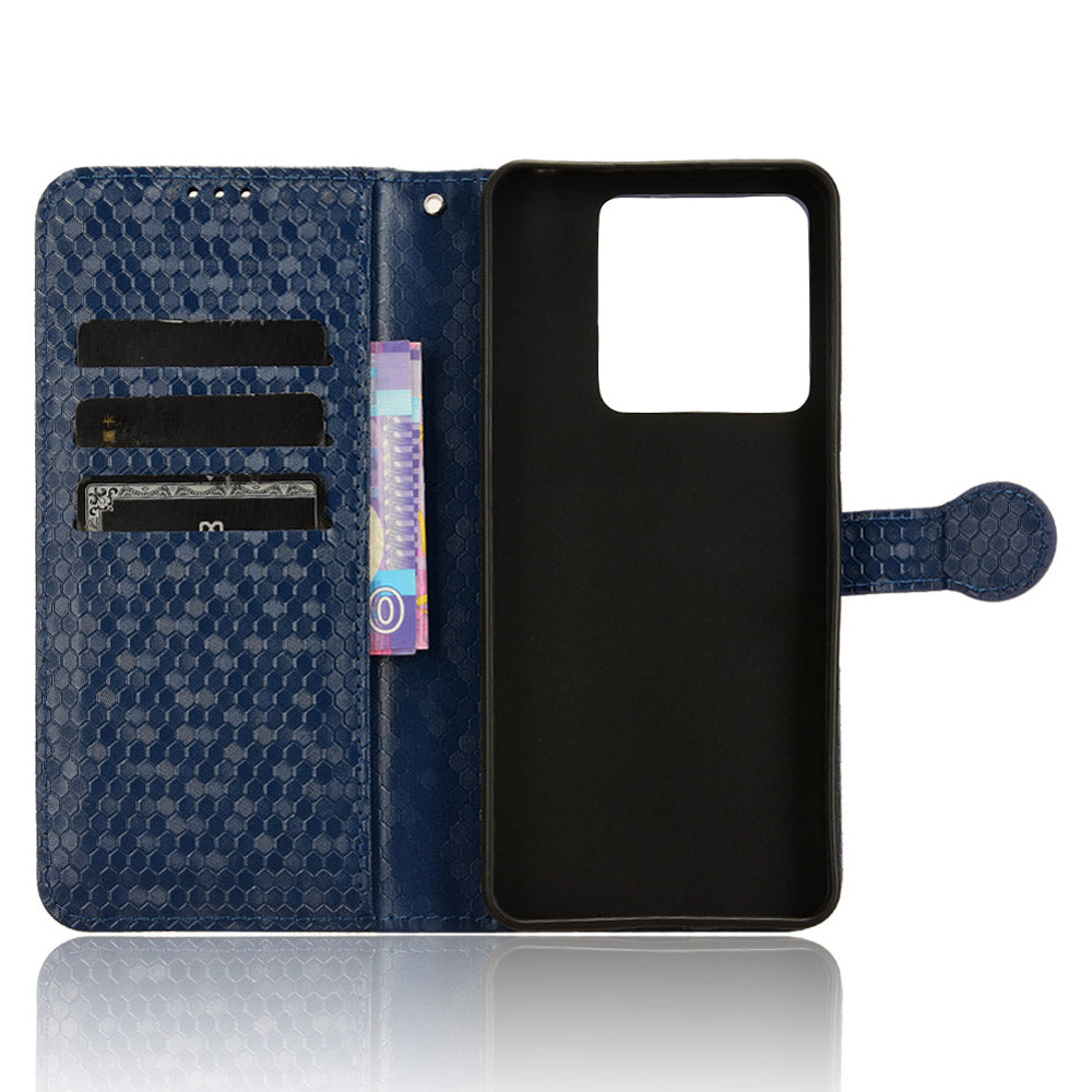 For Xiaomi Redmi Note 13 5G / 13 5G (China) Case Anti-scratch PU Leather Imprinted Wallet Cell Phone Protector - Dark Blue