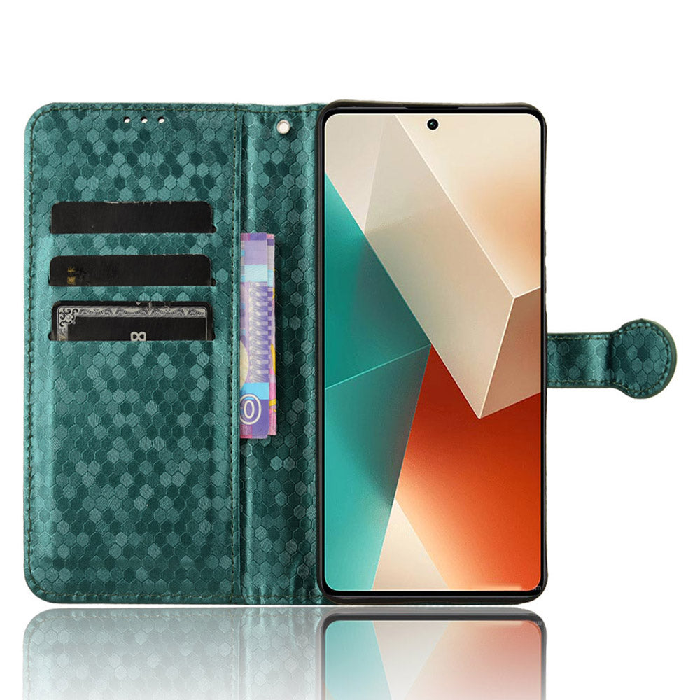 For Xiaomi Redmi Note 13 5G / 13 5G (China) Case Anti-scratch PU Leather Imprinted Wallet Cell Phone Protector - Green