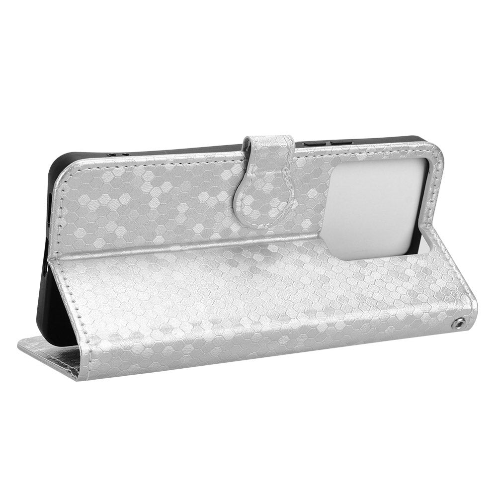For Xiaomi Redmi Note 13 5G / 13 5G (China) Case Anti-scratch PU Leather Imprinted Wallet Cell Phone Protector - Silver