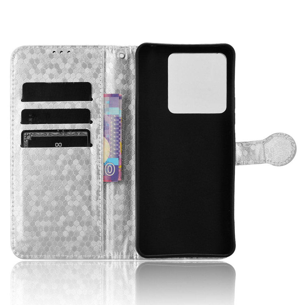 For Xiaomi Redmi Note 13 5G / 13 5G (China) Case Anti-scratch PU Leather Imprinted Wallet Cell Phone Protector - Silver