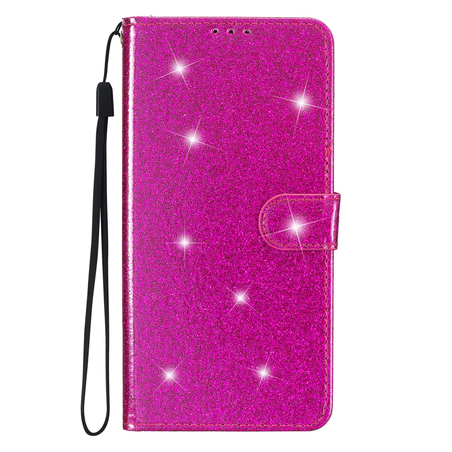 For Samsung Galaxy S24 Case Glittery PU Leather Anti-drop Wallet Cover - Rose