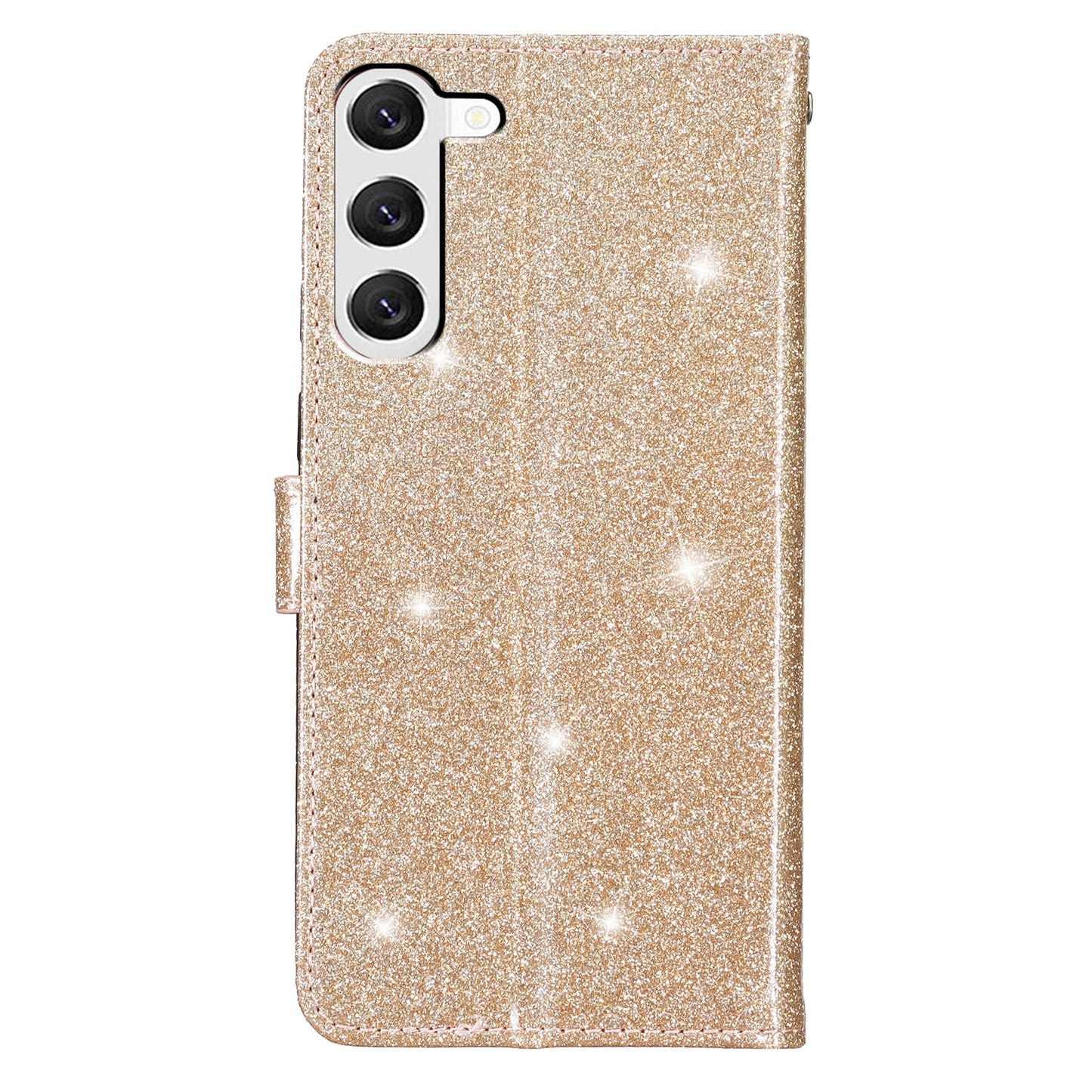 For Samsung Galaxy S24 Case Glittery PU Leather Anti-drop Wallet Cover - Gold