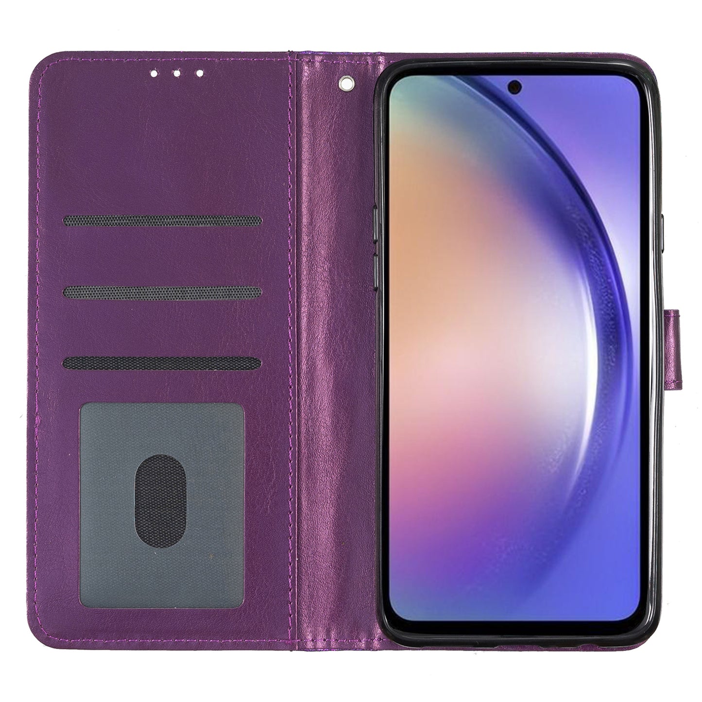 For Samsung Galaxy S24 Case Glittery PU Leather Anti-drop Wallet Cover - Purple