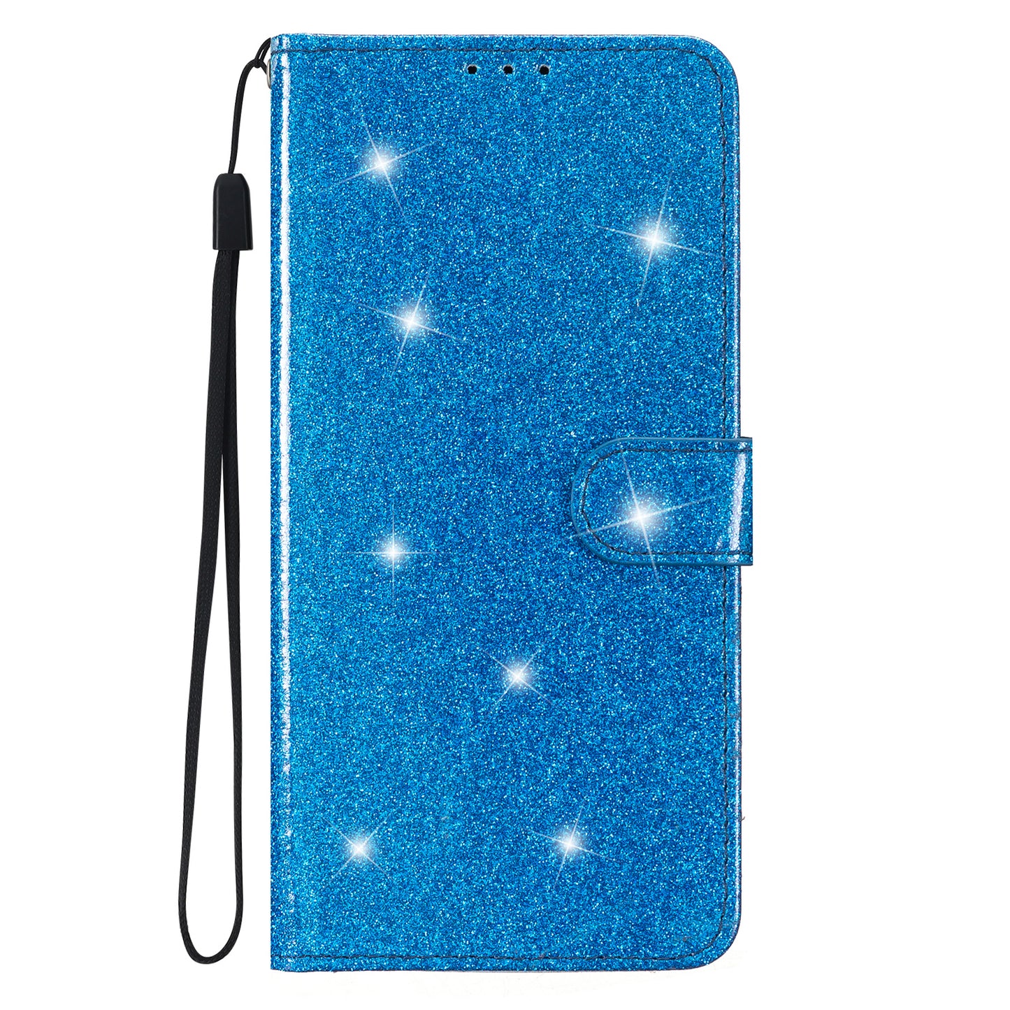 For Samsung Galaxy S24 Case Glittery PU Leather Anti-drop Wallet Cover - Blue