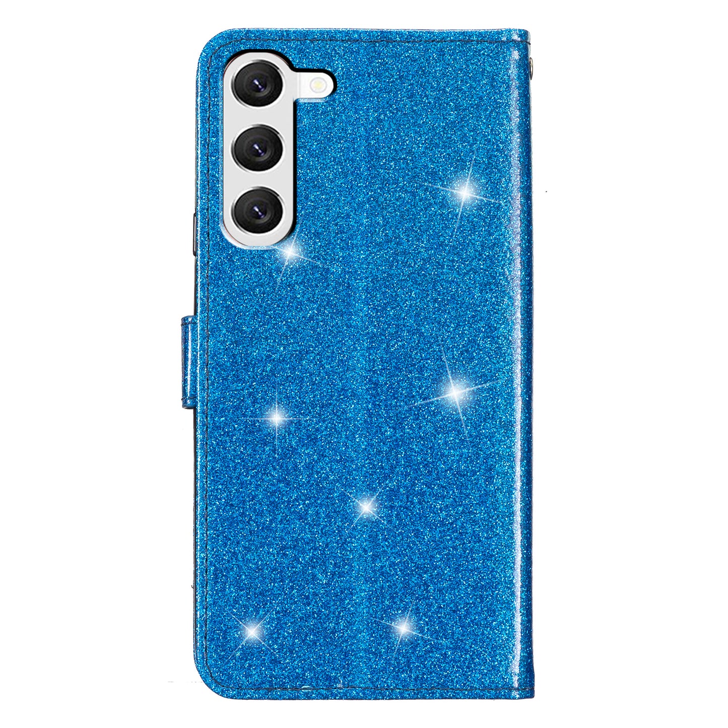 For Samsung Galaxy S24 Case Glittery PU Leather Anti-drop Wallet Cover - Blue