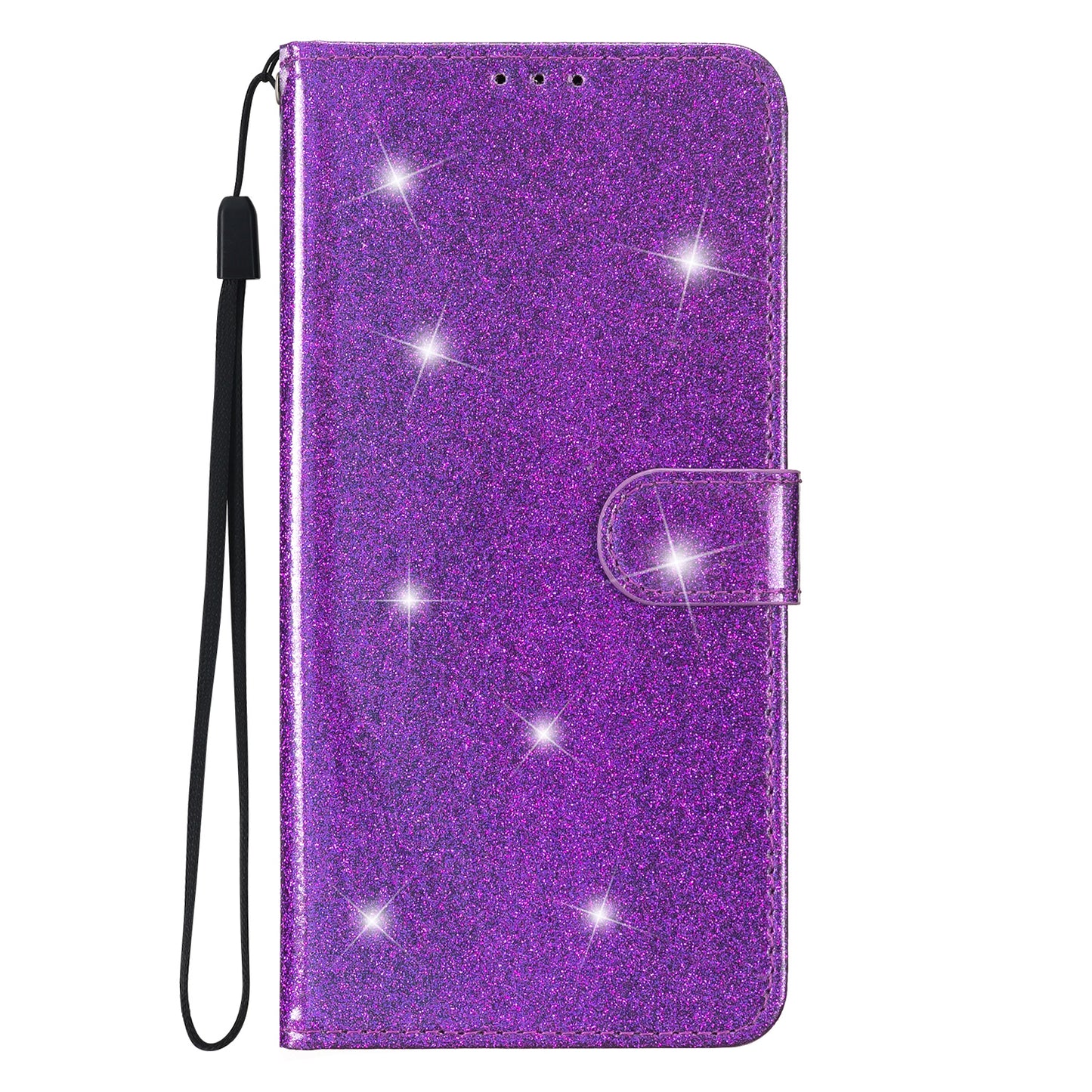 For Samsung Galaxy S24 Ultra Case PU Leather Wallet Glitter Phone Cover - Purple