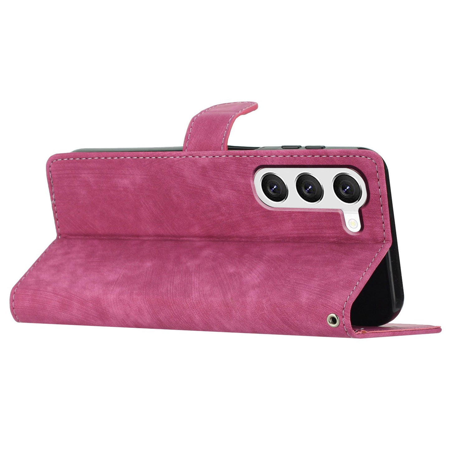 For Samsung Galaxy S24 Case Leather Wallet Stand Phone Cover - Rose