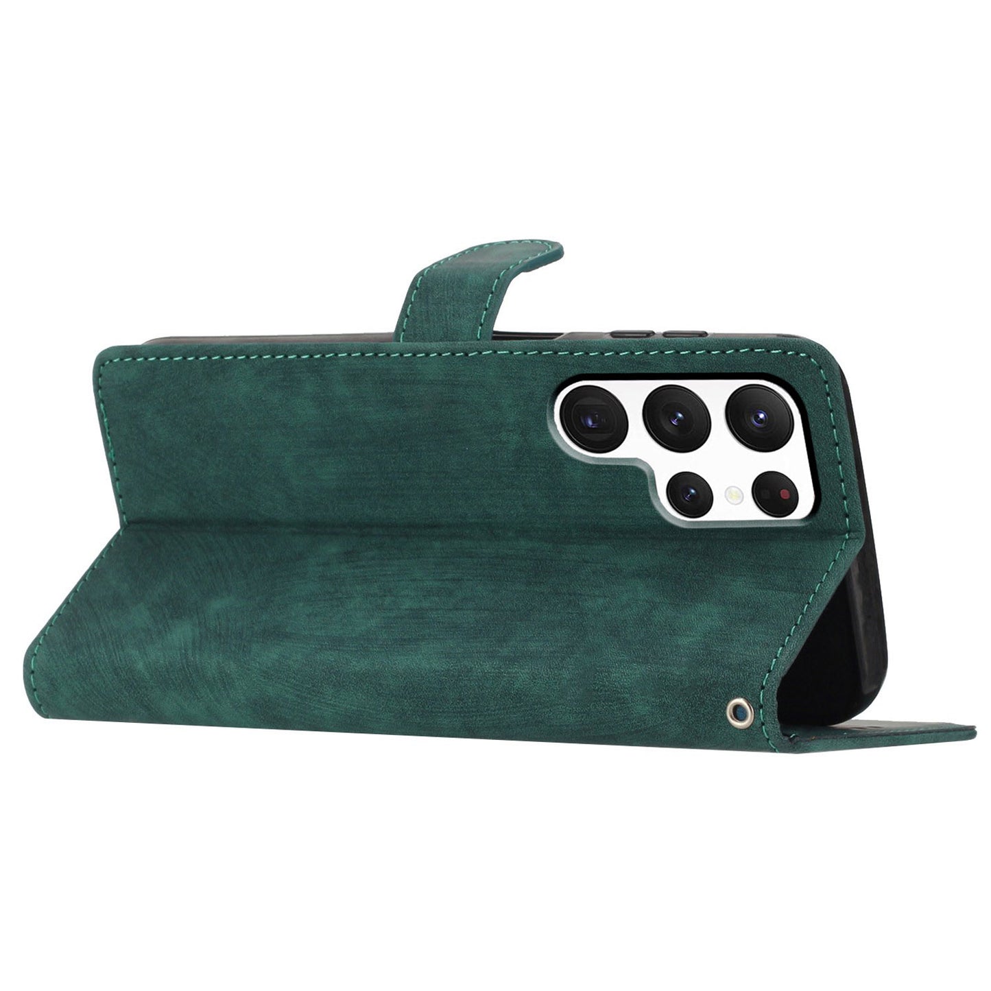 For Samsung Galaxy S24 Ultra Case Skin-touch Wallet Leather Phone Cover - Green