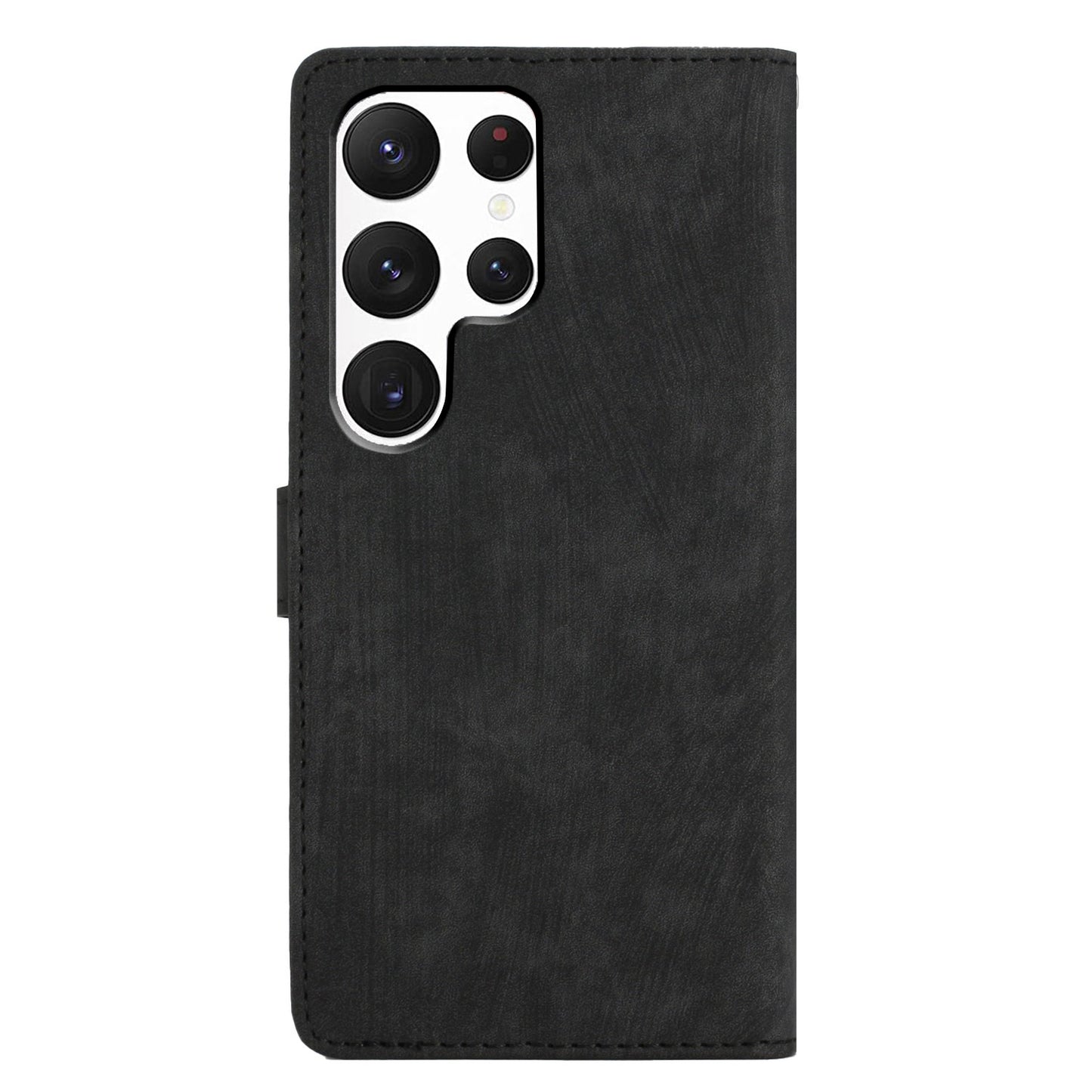 For Samsung Galaxy S24 Ultra Case Skin-touch Wallet Leather Phone Cover - Black