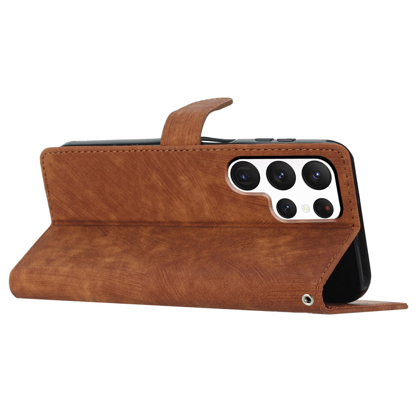 For Samsung Galaxy S24 Ultra Case Skin-touch Wallet Leather Phone Cover - Brown