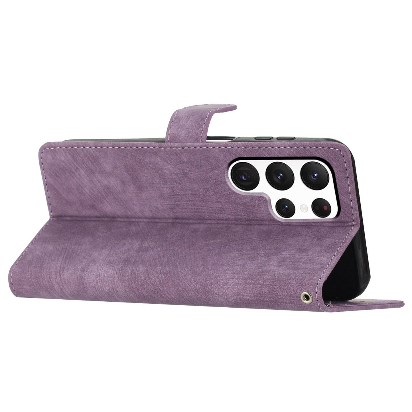 For Samsung Galaxy S24 Ultra Case Skin-touch Wallet Leather Phone Cover - Purple