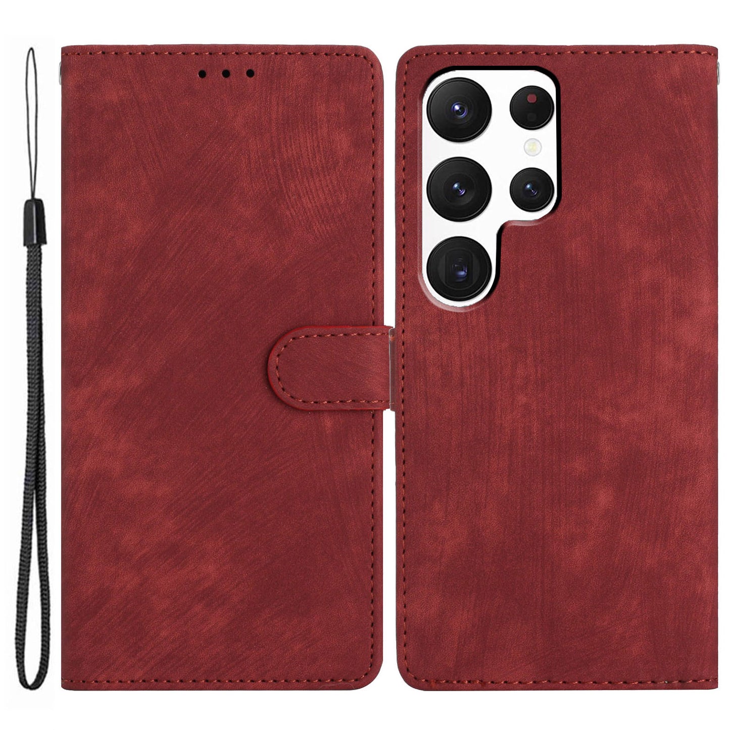 For Samsung Galaxy S24 Ultra Case Skin-touch Wallet Leather Phone Cover - Red