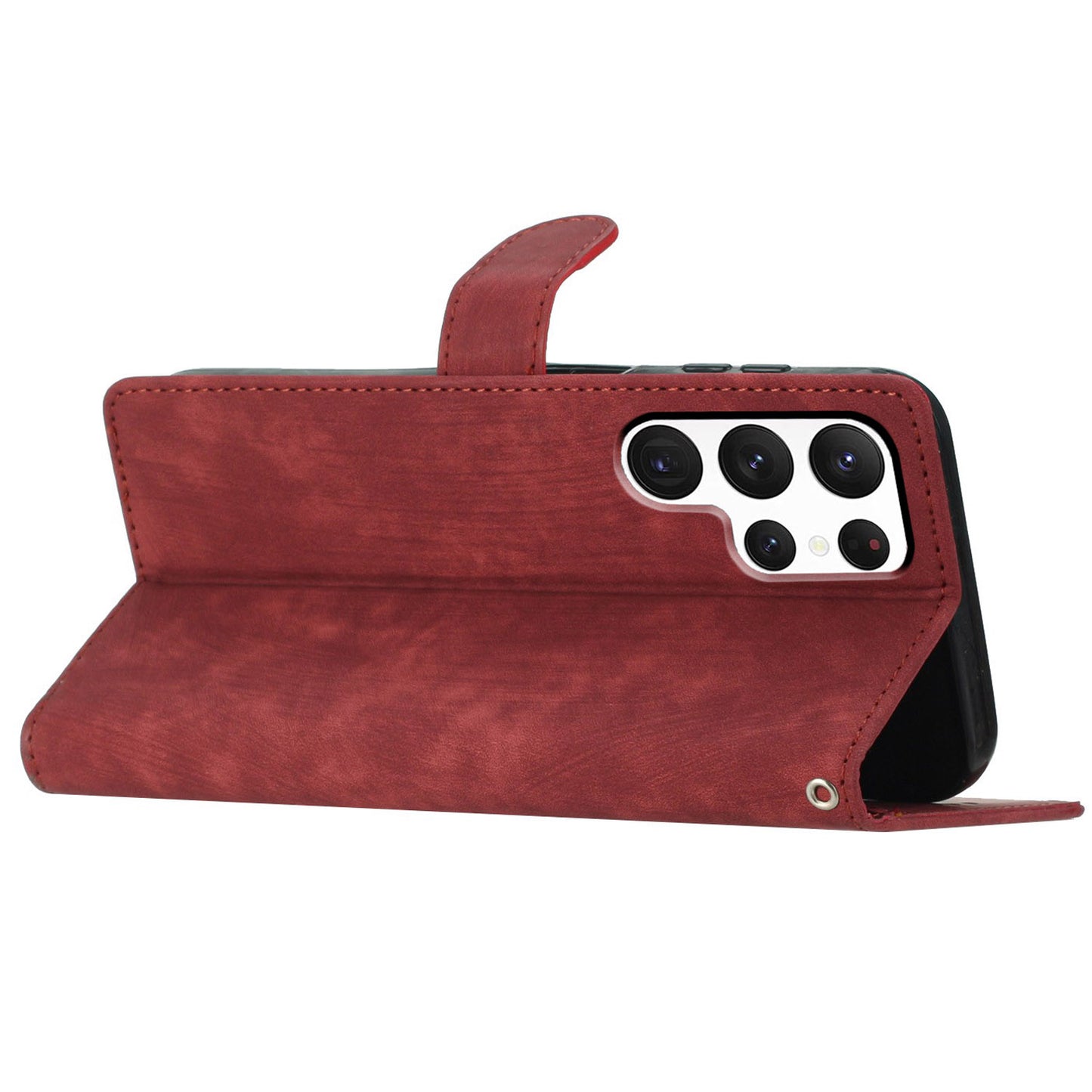 For Samsung Galaxy S24 Ultra Case Skin-touch Wallet Leather Phone Cover - Red