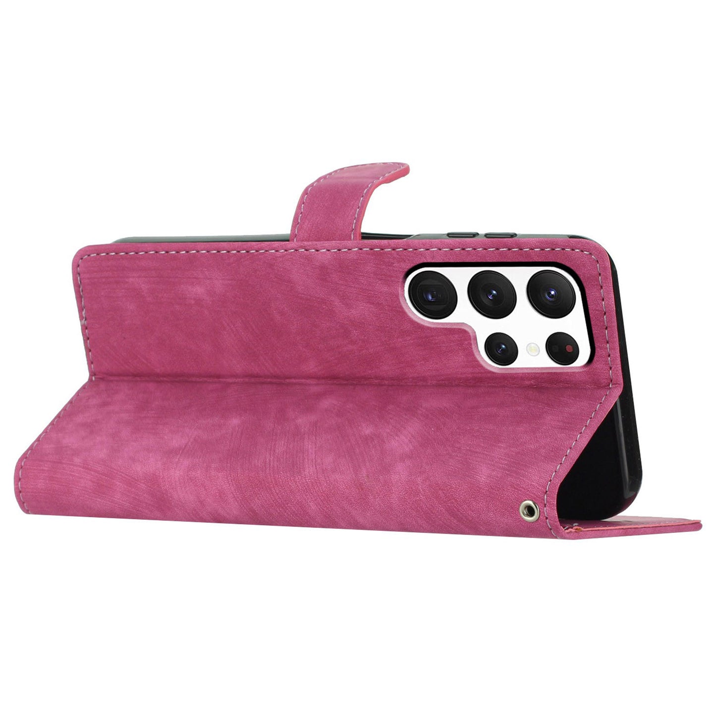 For Samsung Galaxy S24 Ultra Case Skin-touch Wallet Leather Phone Cover - Rose