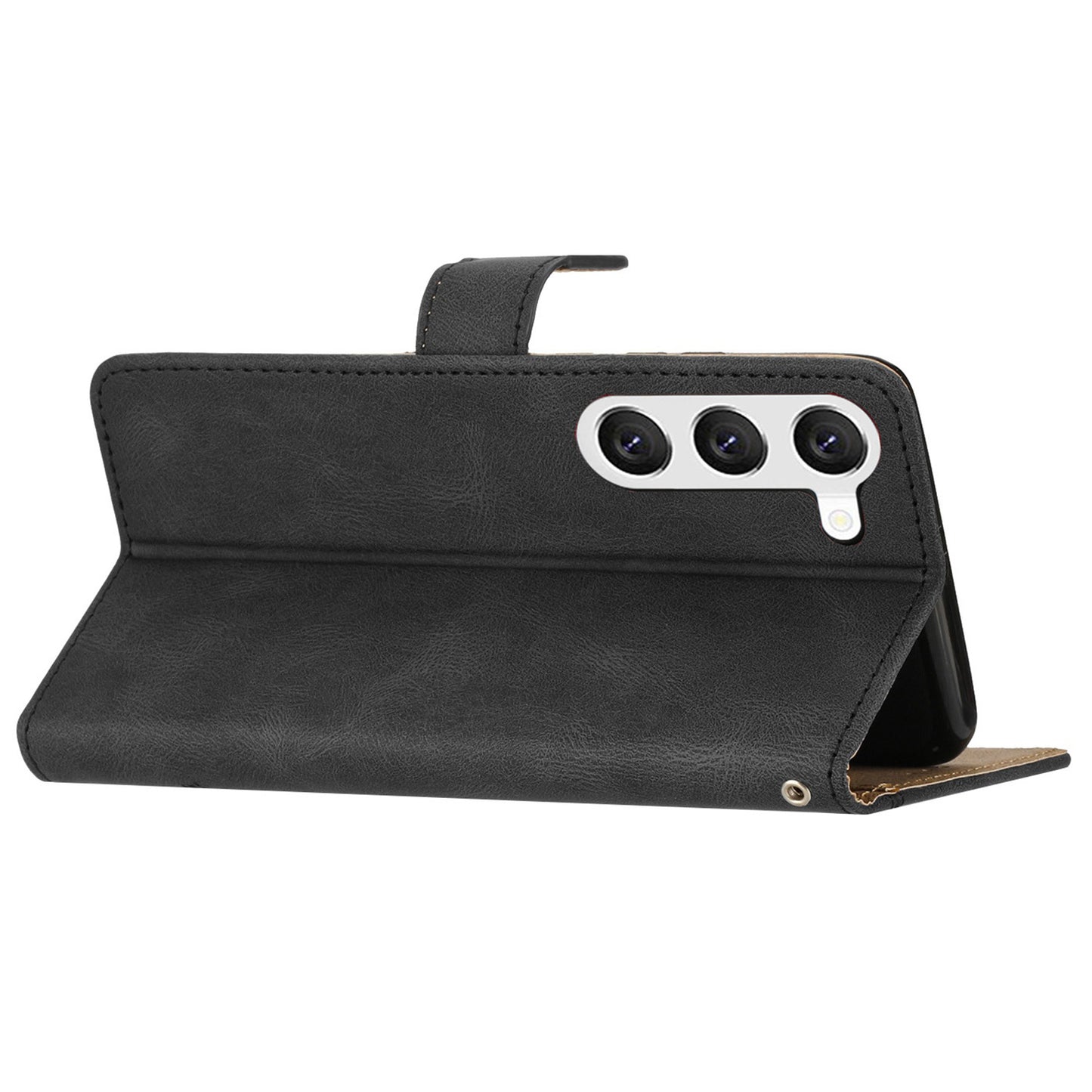 For Samsung Galaxy S24+ Case Magnetic Clasp Wallet Leather Cover - Black