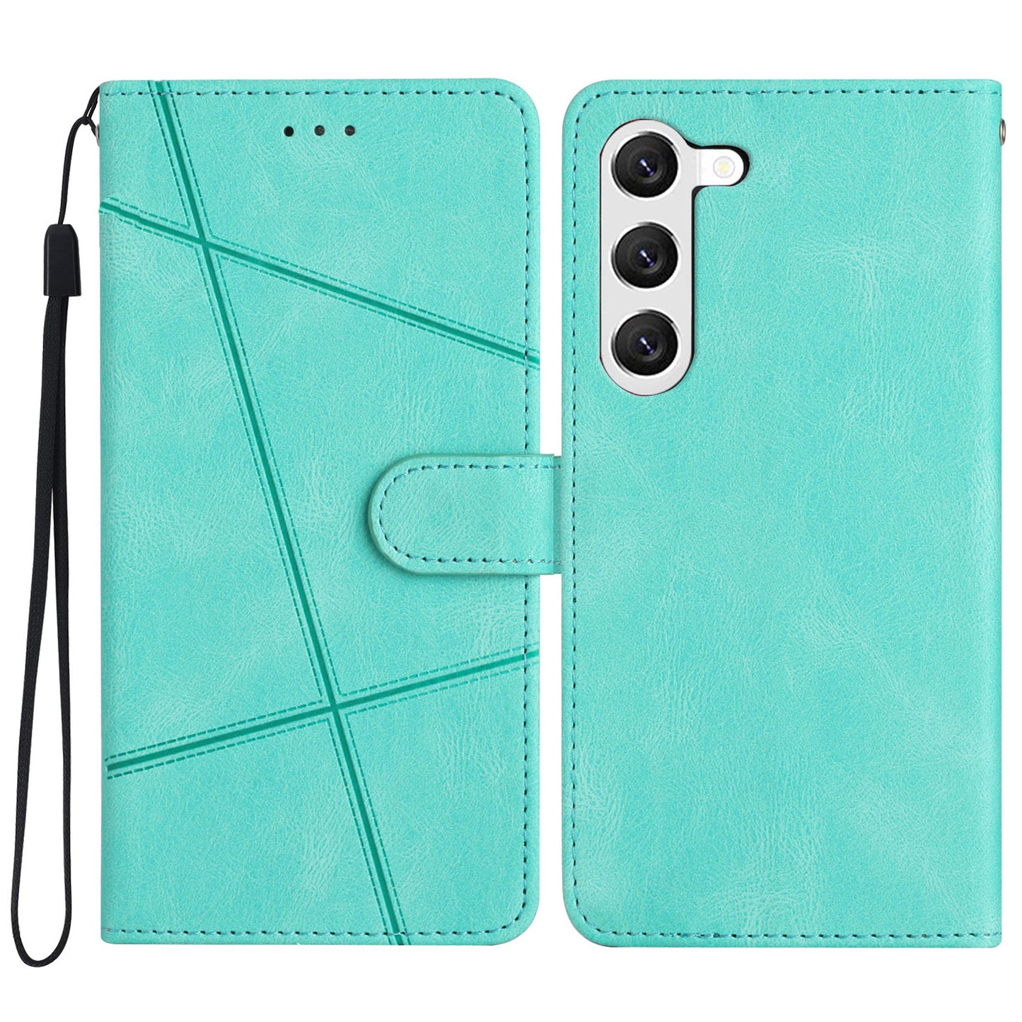For Samsung Galaxy S24 Case PU Leather Wallet Imprinted Phone Cover - Green