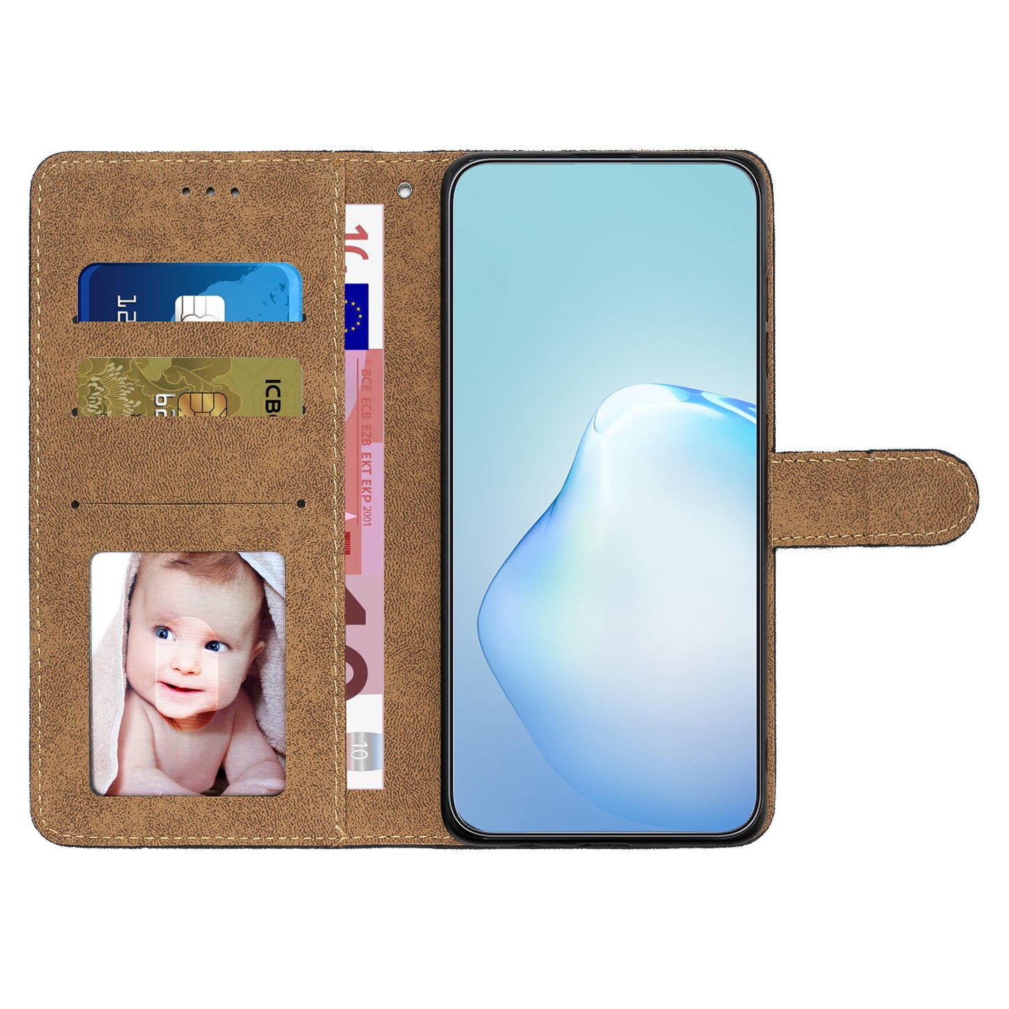 For Samsung Galaxy S24 Case PU Leather Wallet Imprinted Phone Cover - Green