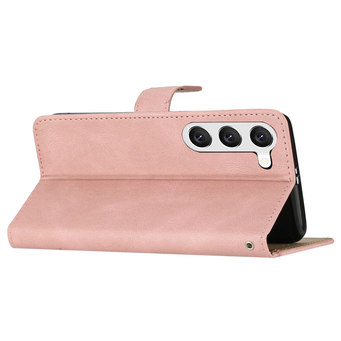 For Samsung Galaxy S24 Case PU Leather Wallet Imprinted Phone Cover - Rose Gold