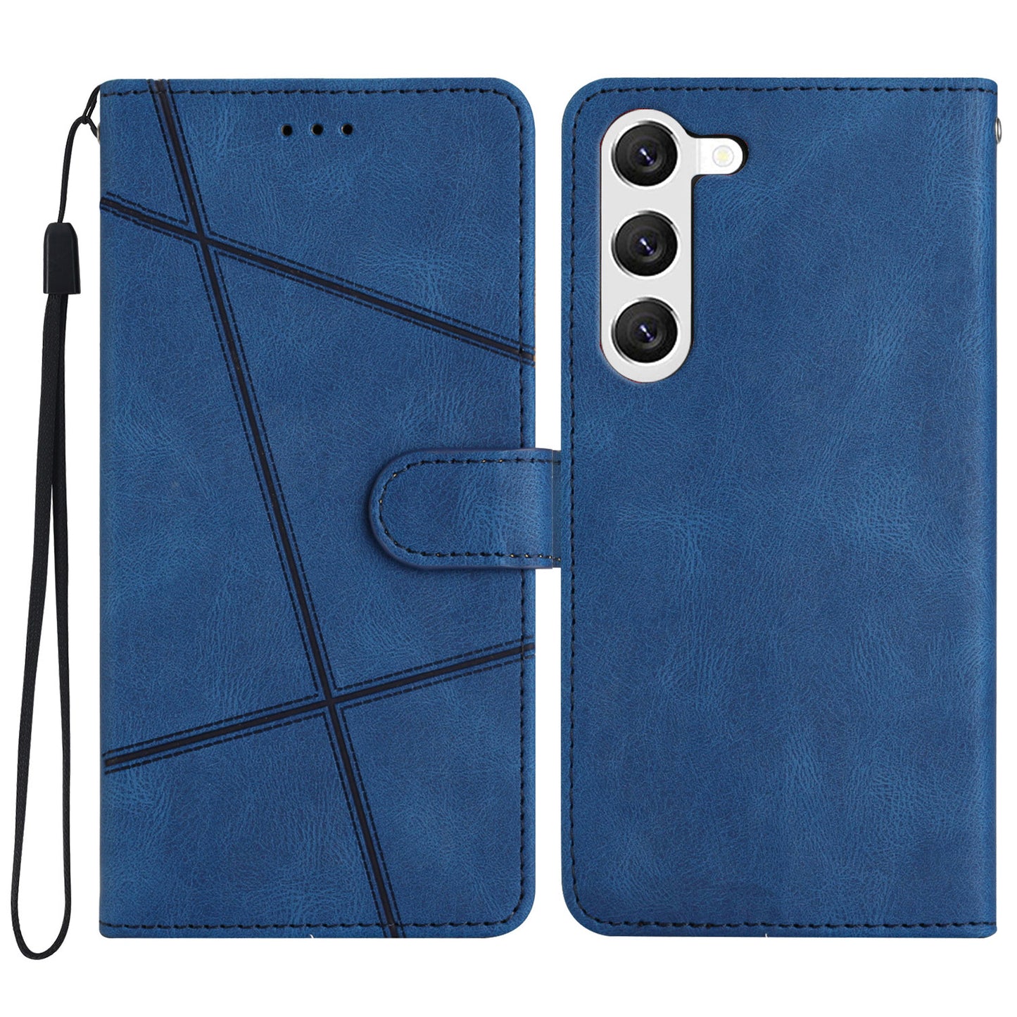 For Samsung Galaxy S24 Case PU Leather Wallet Imprinted Phone Cover - Blue