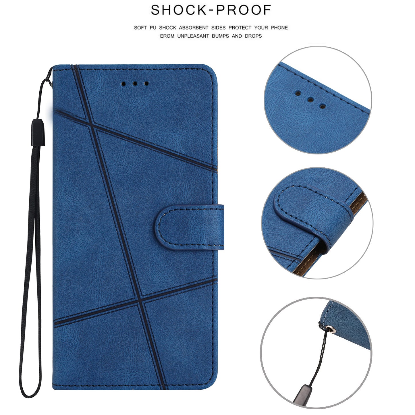 For Samsung Galaxy S24 Case PU Leather Wallet Imprinted Phone Cover - Blue
