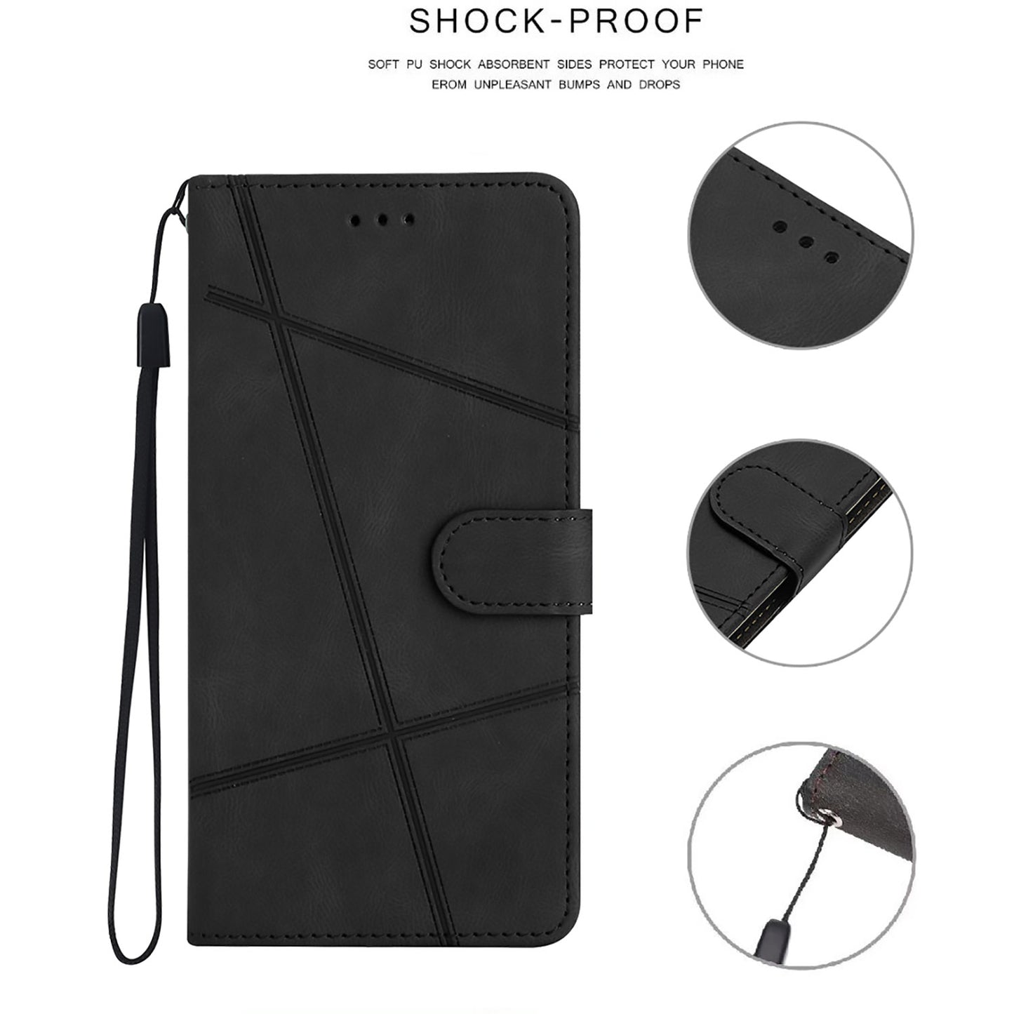 For Samsung Galaxy S24 Case PU Leather Wallet Imprinted Phone Cover - Black