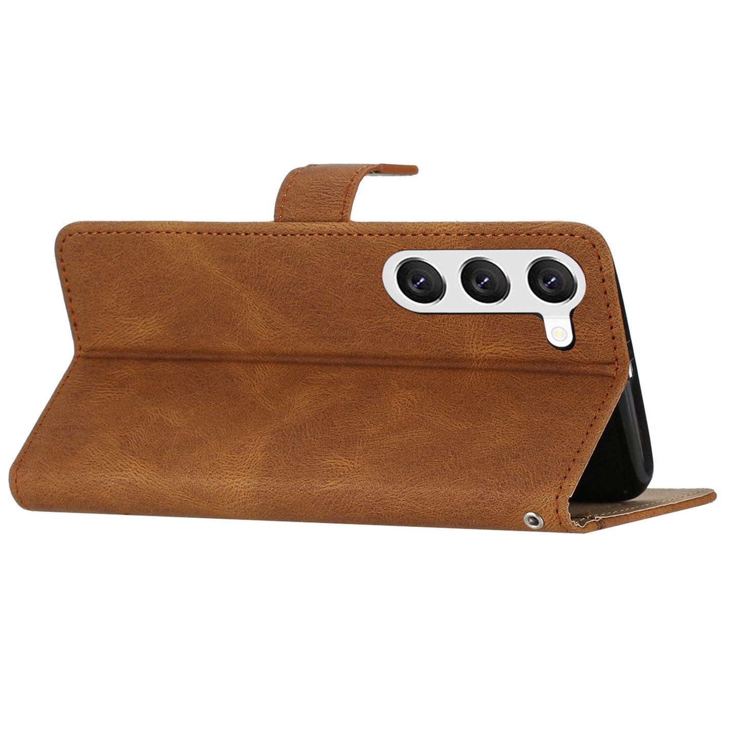 For Samsung Galaxy S24 Case PU Leather Wallet Imprinted Phone Cover - Brown
